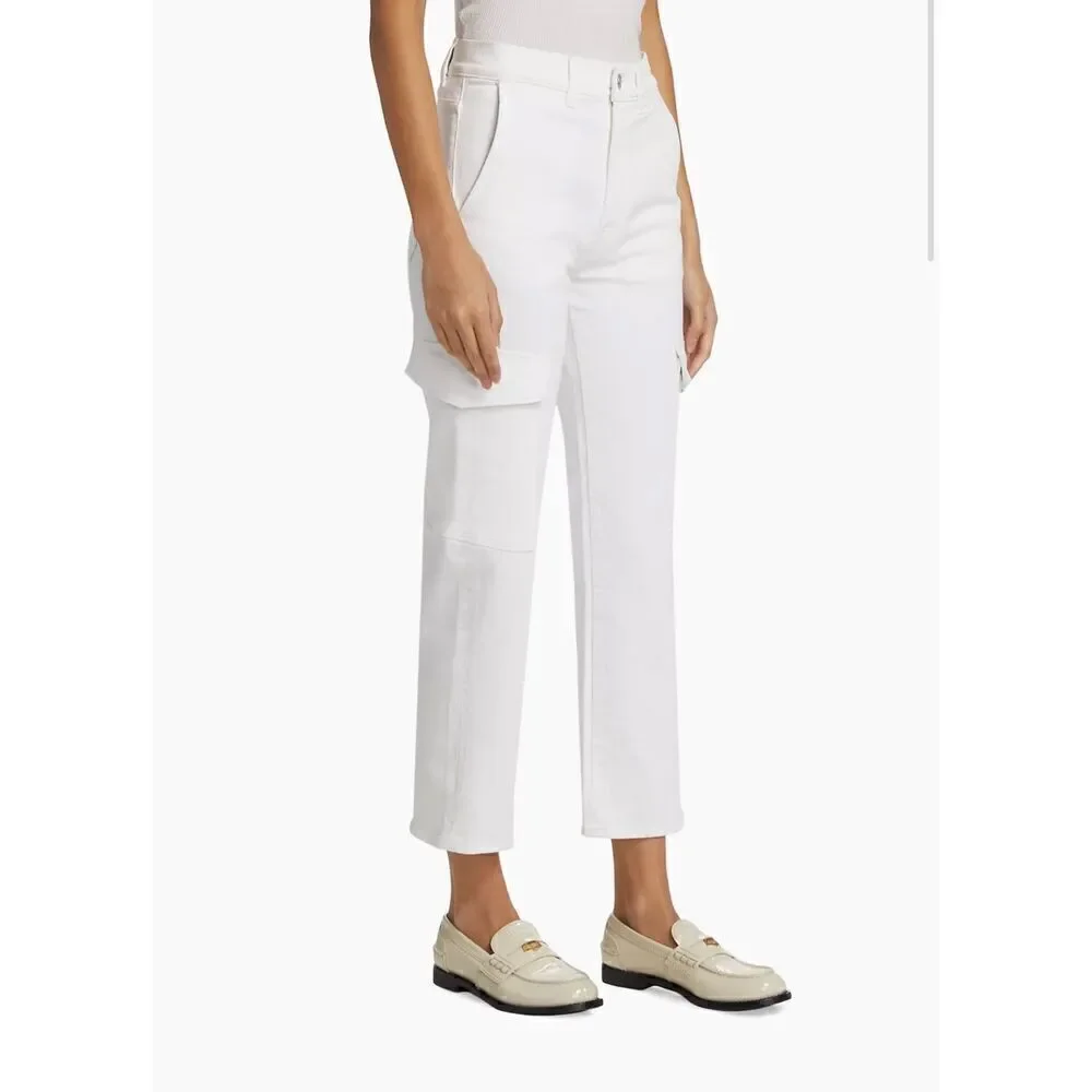 7 For All Mankind Logan High-Rise Cargo straight-leg Jeans In Bright White